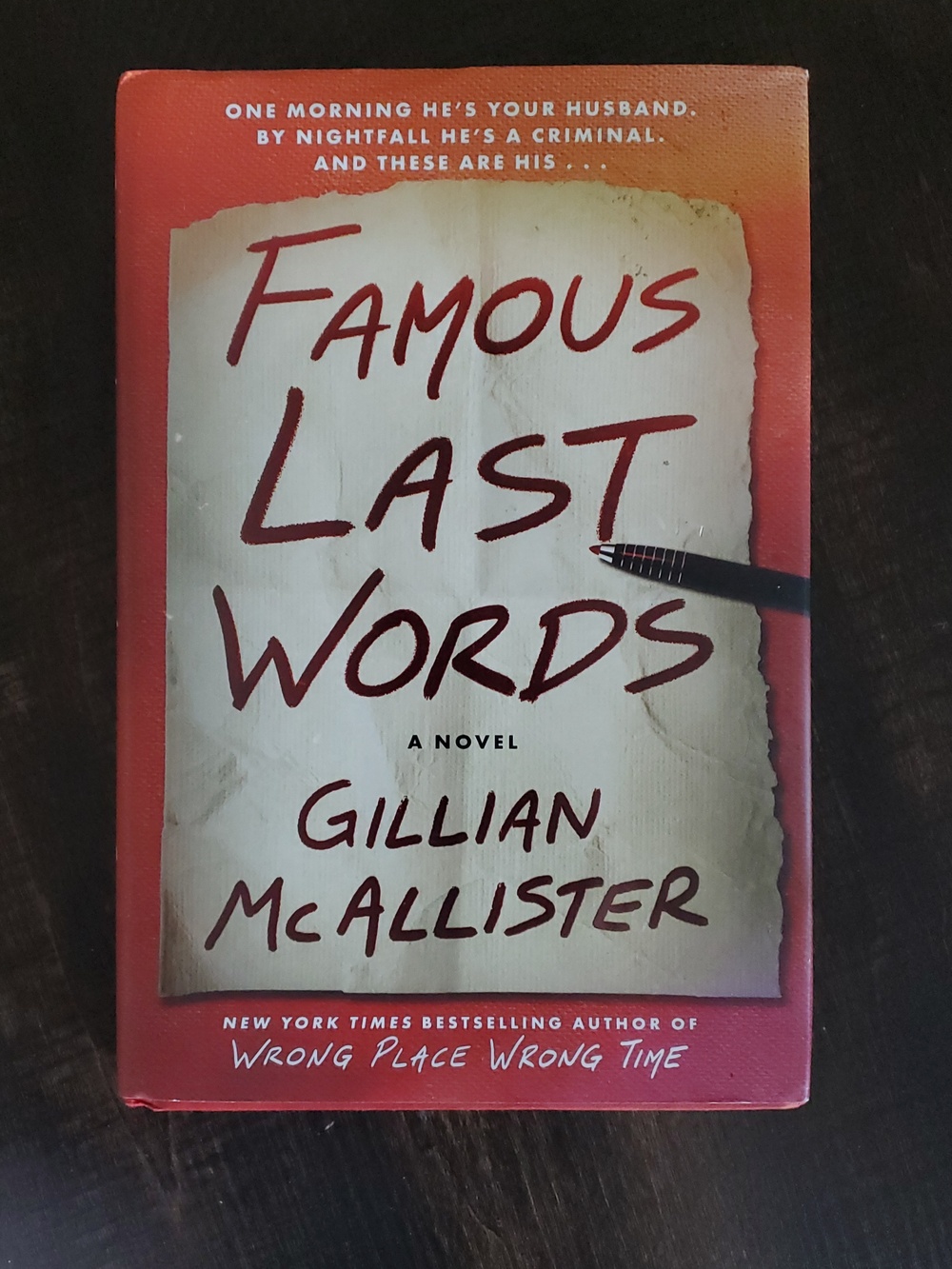Famous Last Words by Gillian McAllister- Adult Fiction Book